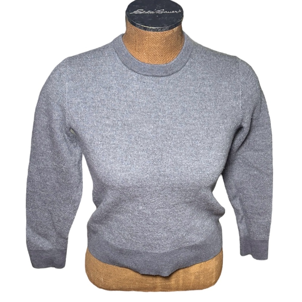 Banana Republic 100% Italian Merino Wool Baruffa Gray Crewneck Sweater Size L